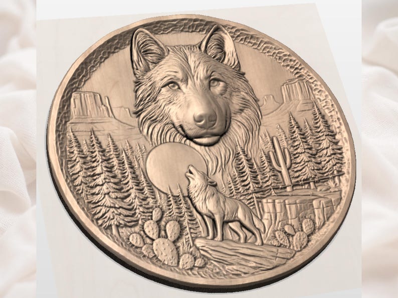 Howling Wolf Moon STL view 2