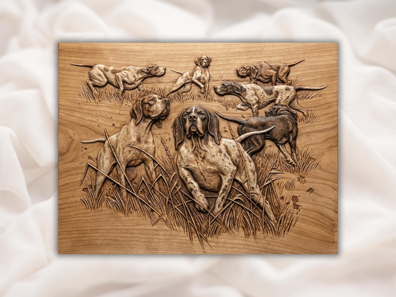 Hunting Dogs Pack 3D Relief STL bas-relief STL design
