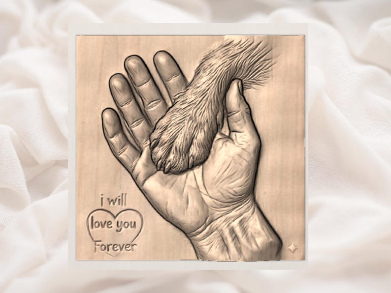 I Will Love You Forever- Paw & Hand 3D Relief STL view 2