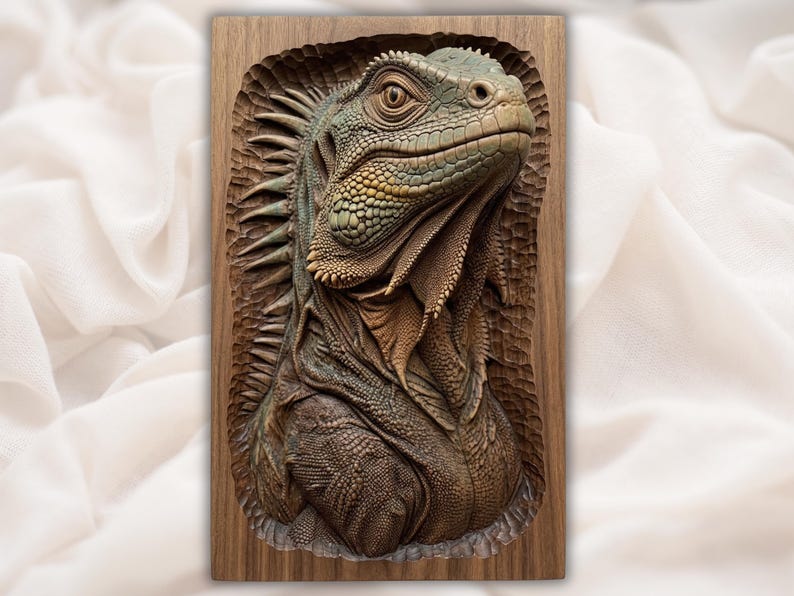Iguana Portrait 3D Relief STL bas-relief STL design