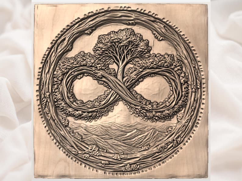 Infinity Tree of Life 3D Relief STL for CNC Router view 3