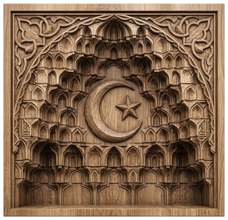 Islamic Mihrab Archway Sacred Wall Art CNC Relief STL bas-relief STL design