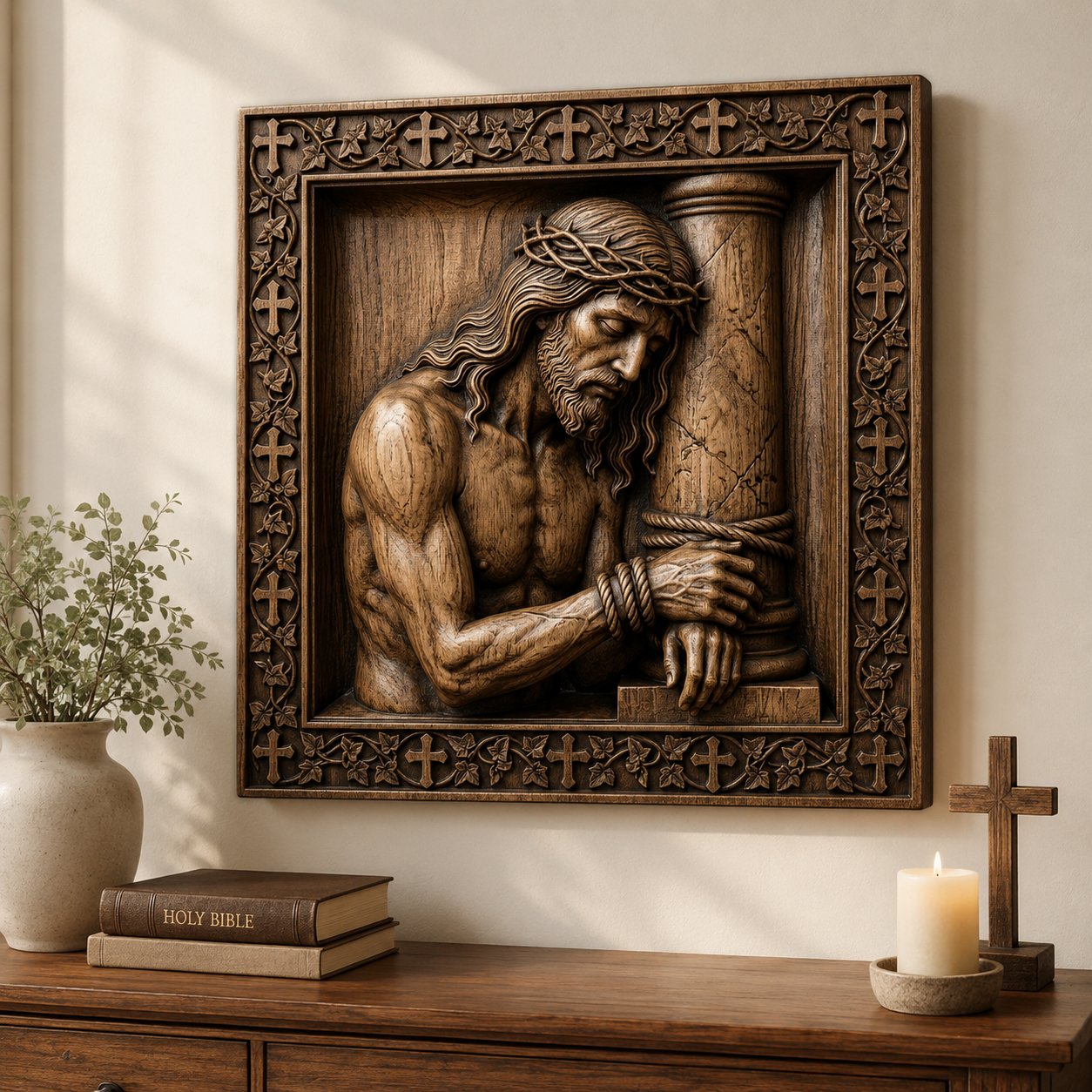Jesus Bound to Pillar Corner Applique view 4