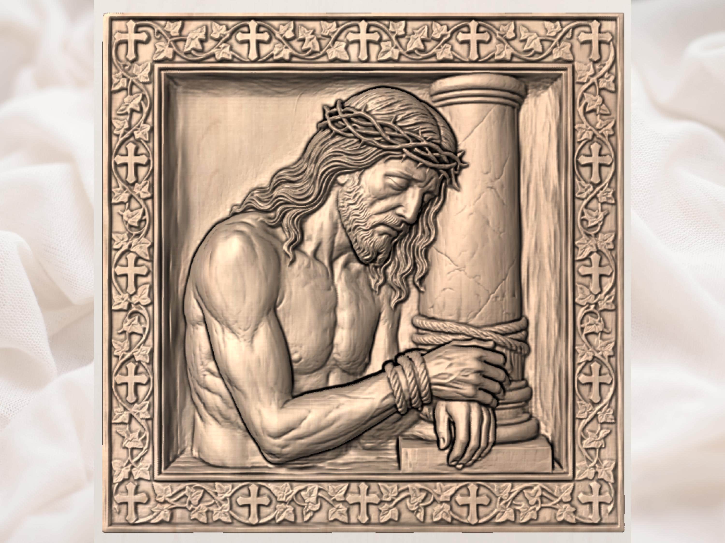 Jesus Bound to the Pillar STL Relief for CNC Router view 3