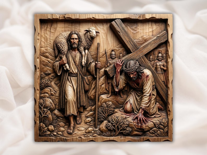 Jesus Carrying Cross 3D Relief STL bas-relief STL