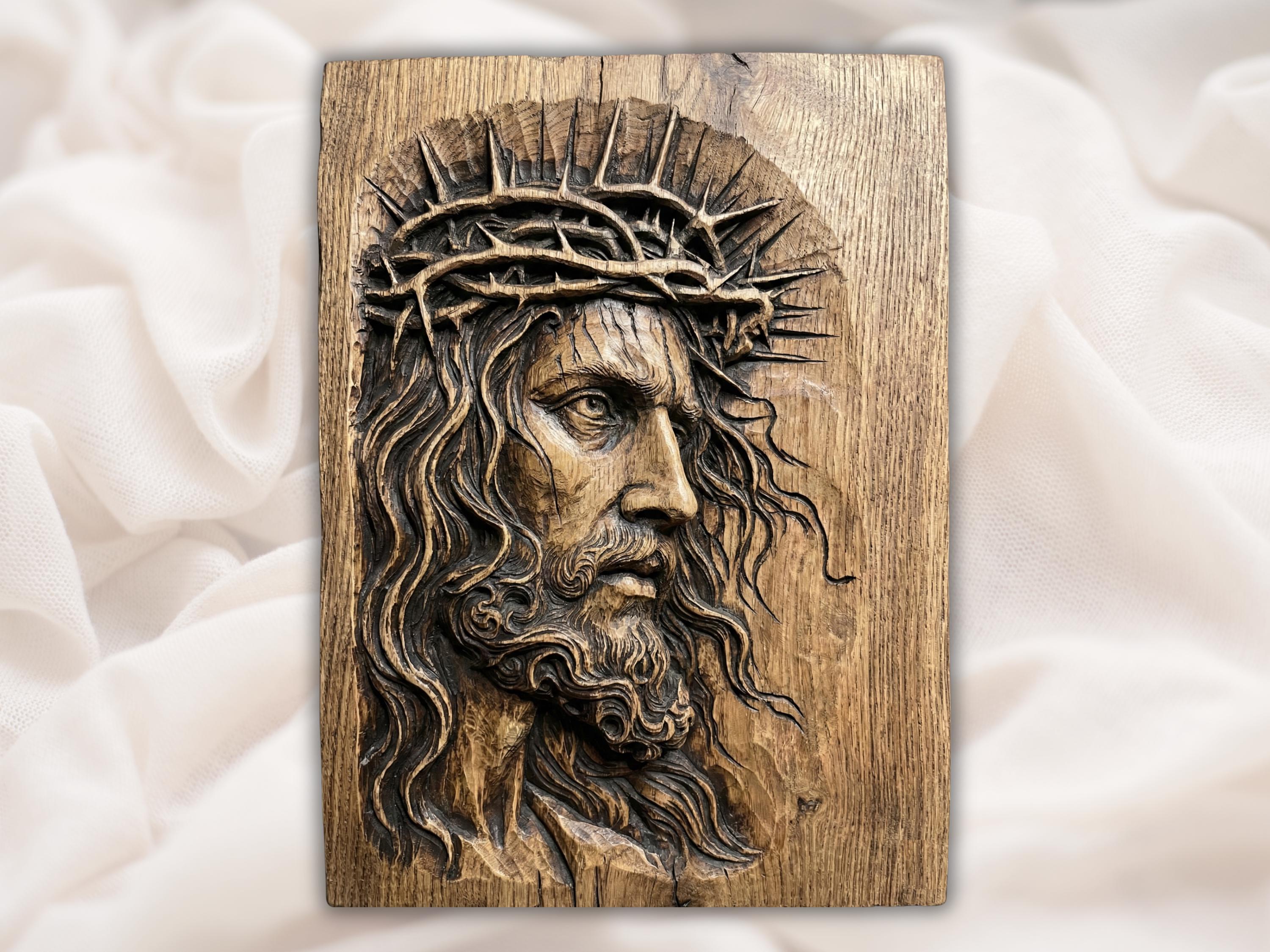 Jesus Christ Crown of Thorns Bas-Relief STL Carving File bas-relief STL design