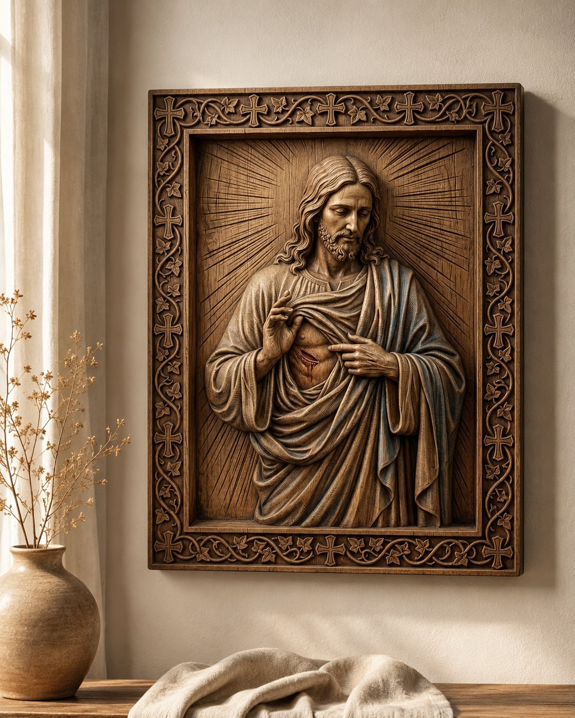 Jesus Christ Radiant Light Corner Applique view 4