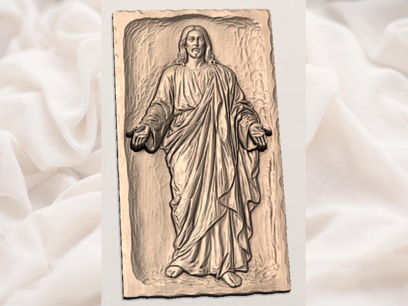 Jesus wall art Relief STL view 2