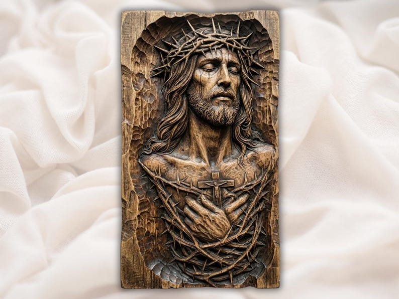 Jesus Crown of Thorns 3D Relief STL bas-relief STL