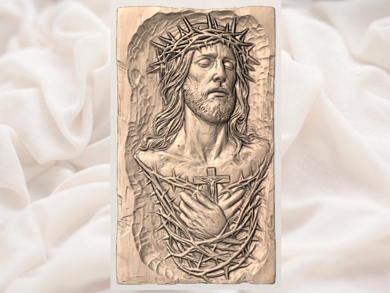 Jesus Crown of Thorns 3D Relief STL view 2