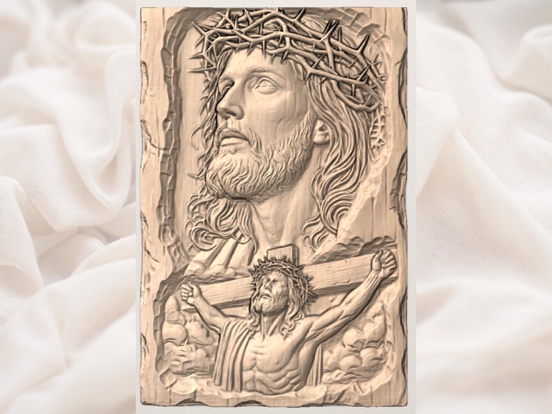 Jesus Crucifixion 3D Relief STL view 3