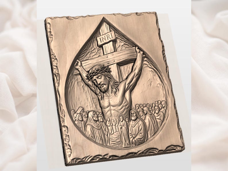 Jesus Crucifixion tear drop STL view 2