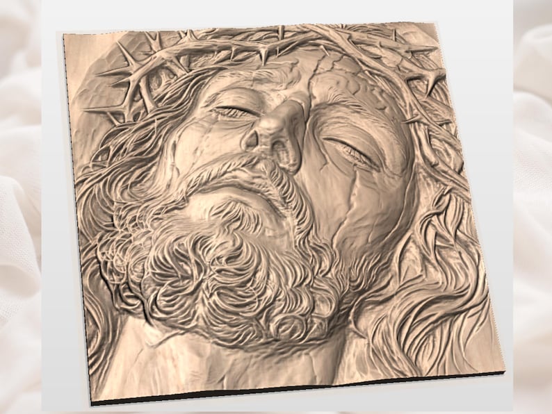 Jesus Face 3D Relief STL view 3