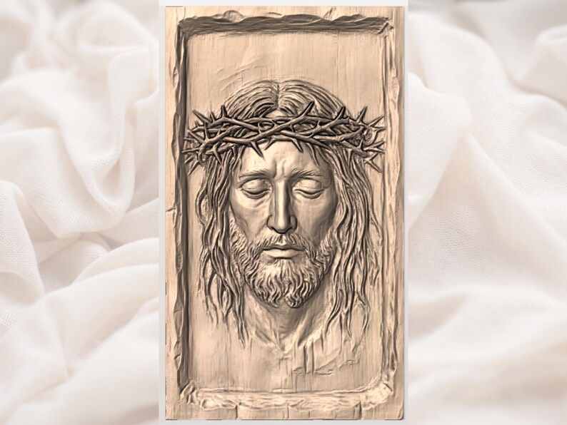 Jesus Face Relief STL view 3