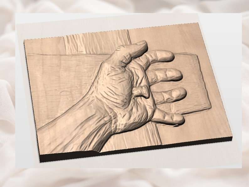 Jesus Hand on Cross 3D Relief STL File view 2