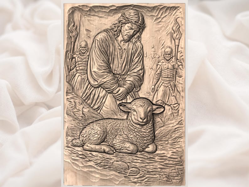 Jesus Lamb Relief STL view 3