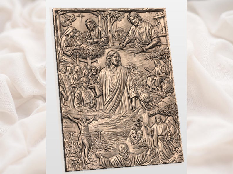 Jesus Life 3D Relief STL view 2