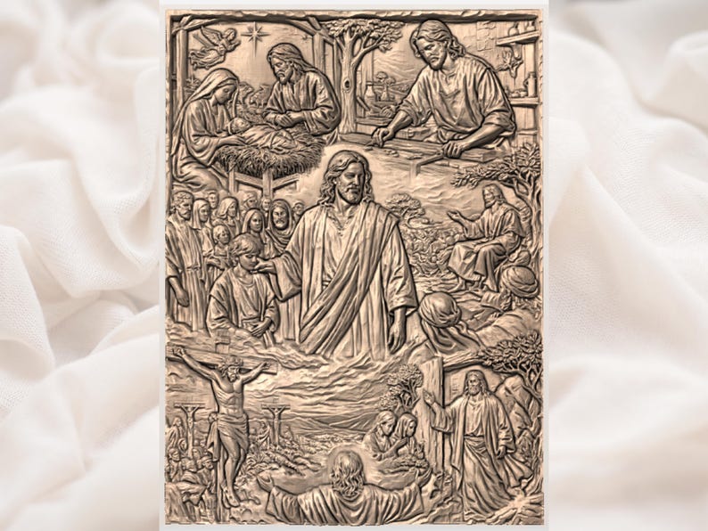 Jesus Life 3D Relief STL view 3