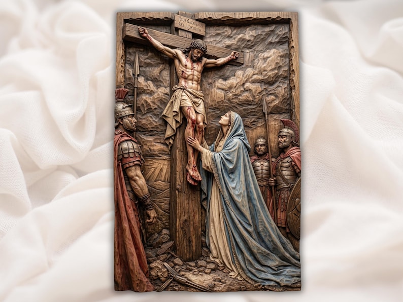 Jesus on the Cross STL bas-relief STL design
