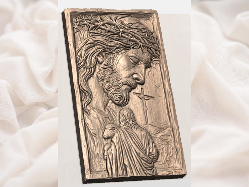 Jesus Portrait 3D Relief STL view 2