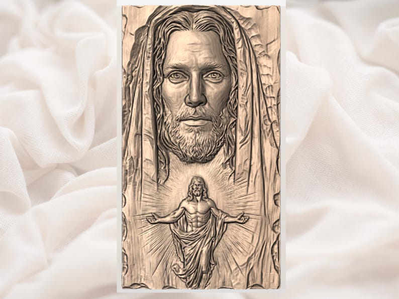 Jesus Portrait 3D Relief STL view 2