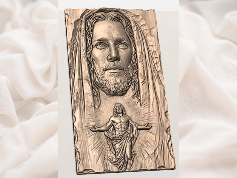 Jesus Portrait 3D Relief STL view 3