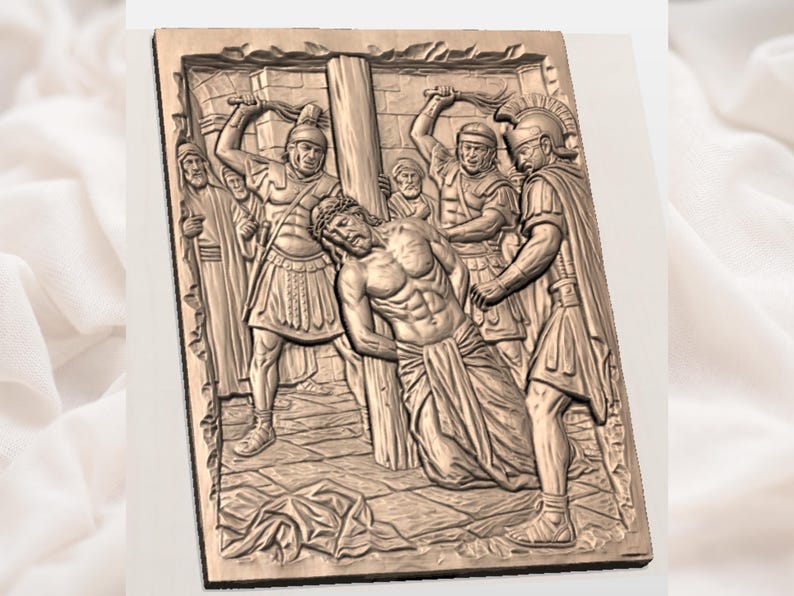 Jesus Scourging at the Pillar 3D Relief STL view 2