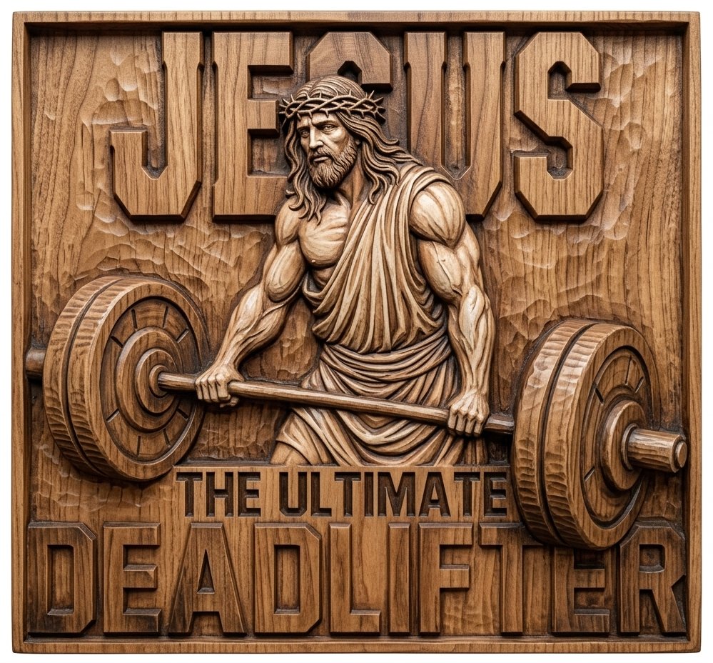 Jesus The Ultimate Deadlifter Strength CNC Relief STL bas-relief STL design