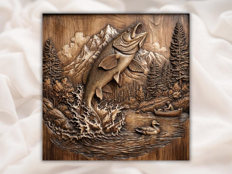 Jumping Trout 3D Relief STL bas-relief STL