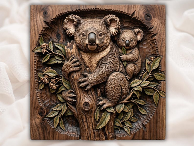 Koala Family STL bas-relief STL