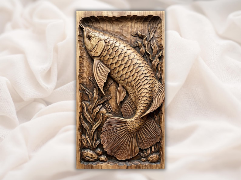 Koi Fish 3D Relief STL for CNC Router bas-relief STL