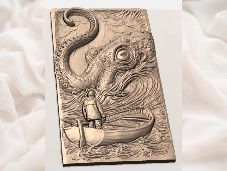 Kraken STL Relief view 2