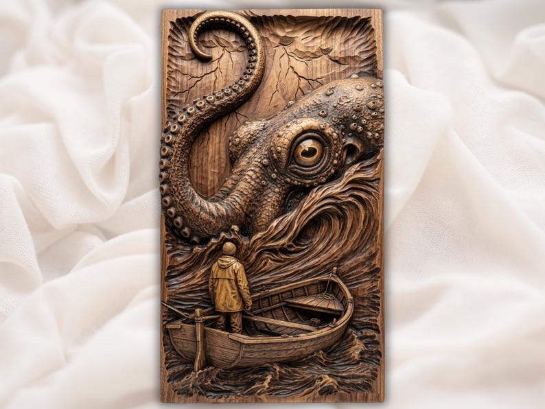 Kraken STL Relief bas-relief STL design