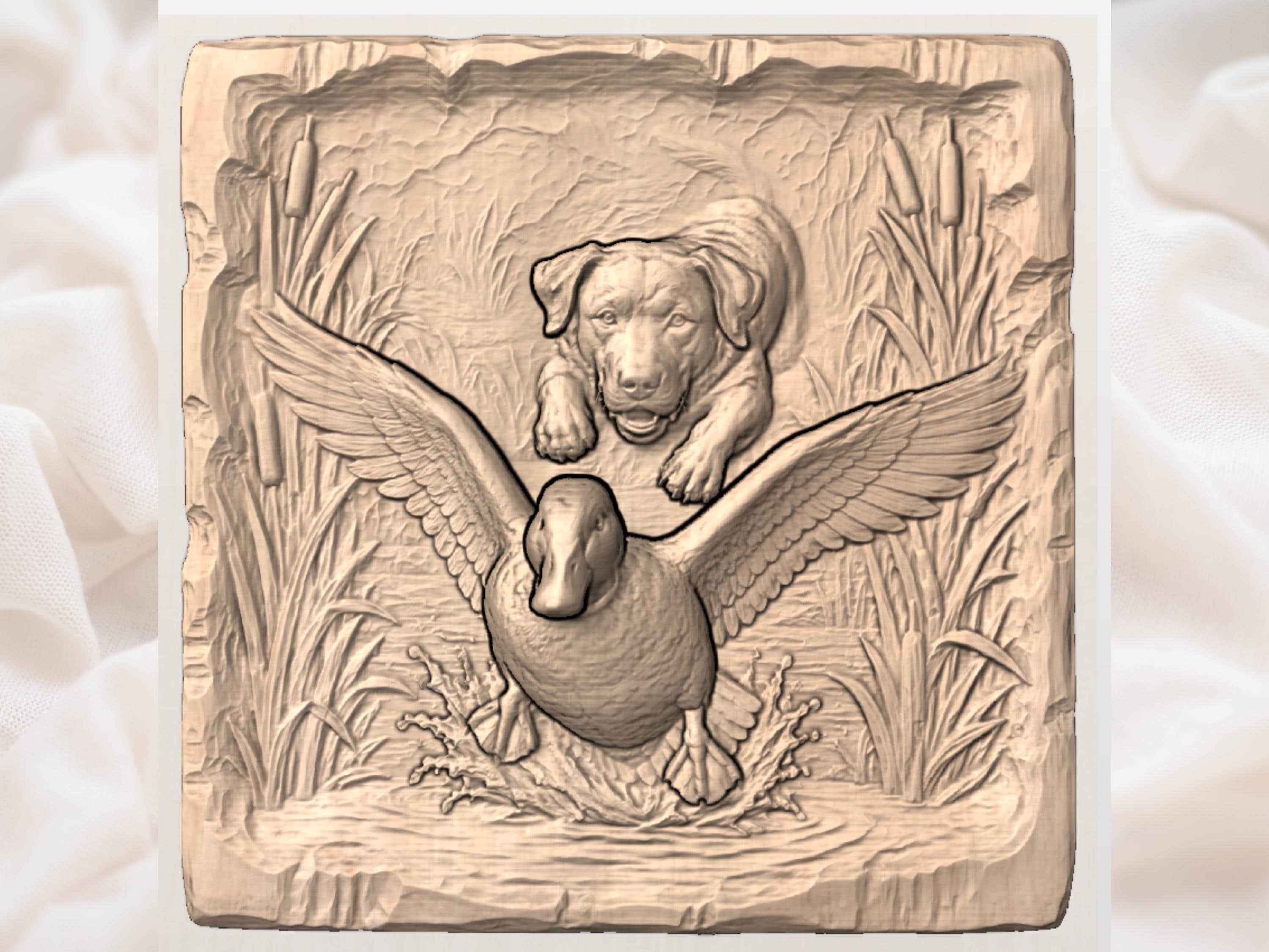 Labrador Waterfowl Carving STL Relief view 6