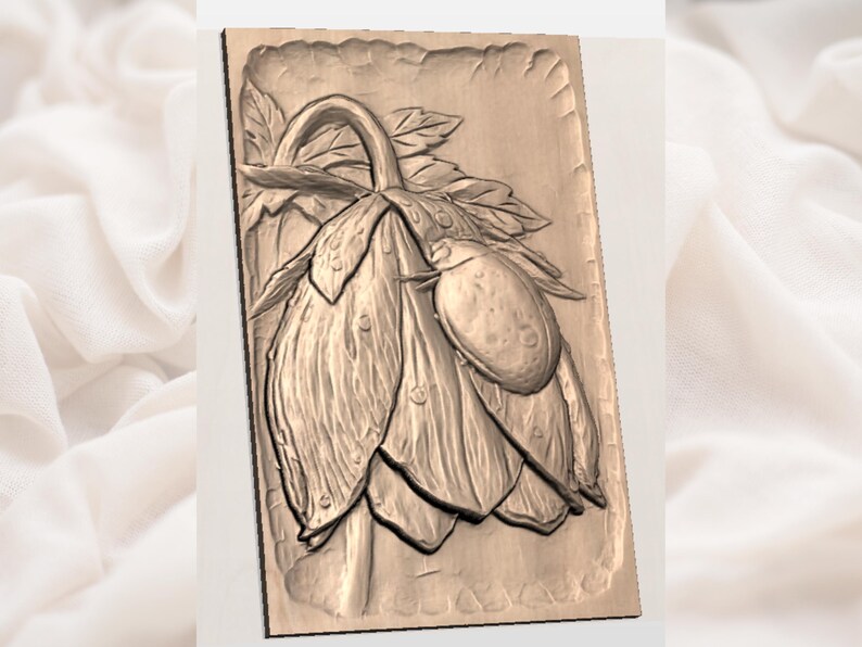 Ladybug Flower Relief STL view 2