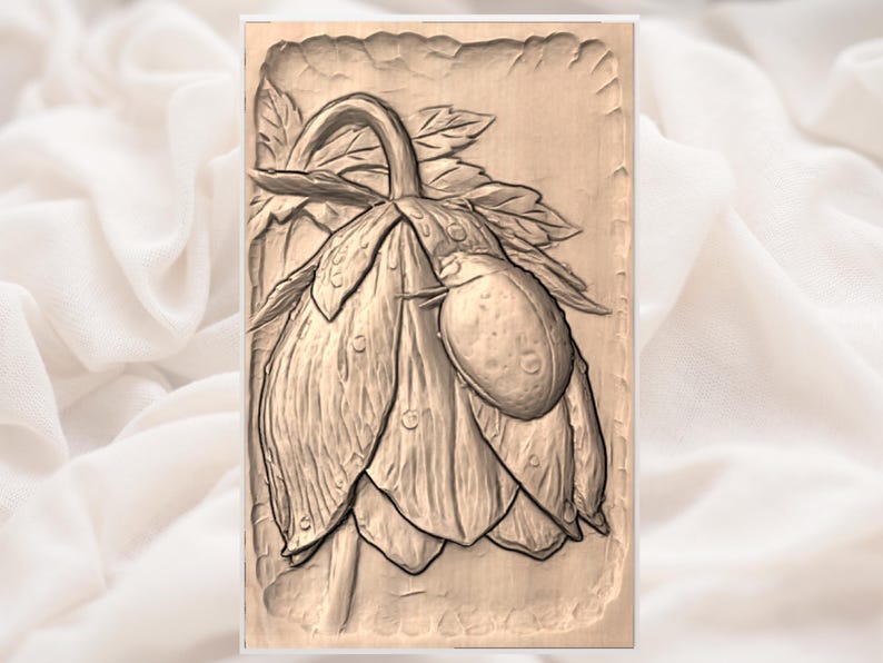Ladybug Flower Relief STL view 3