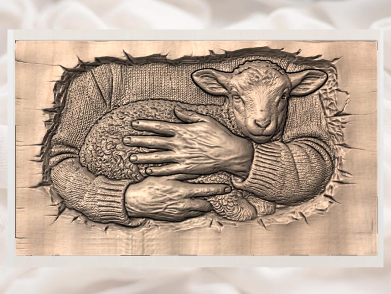 Lamb Hug Relief STL view 3