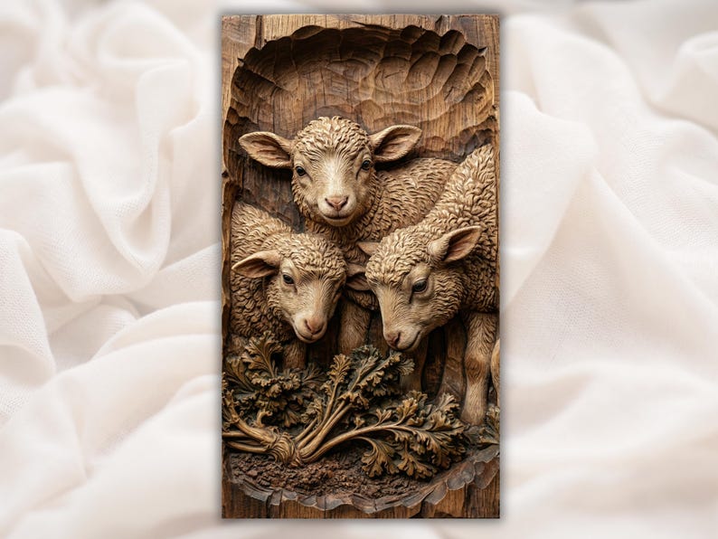 Lamb Trio Relief STL bas-relief STL