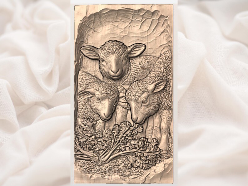 Lamb Trio Relief STL view 3