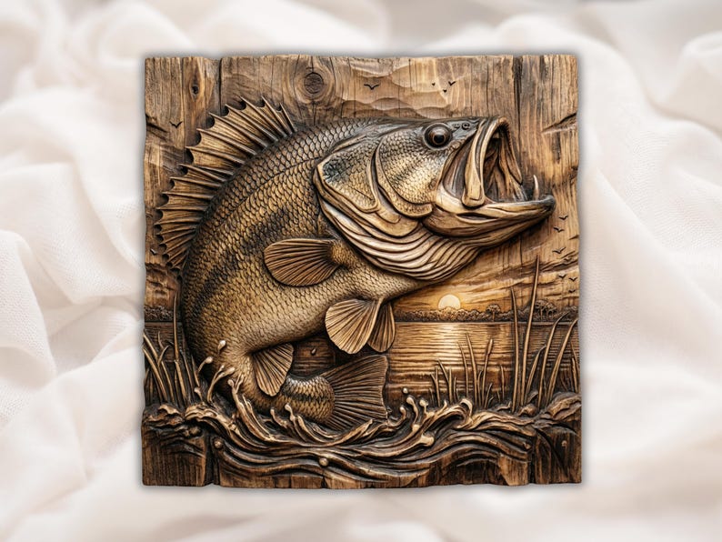 Largemouth Bass 3D Relief STL bas-relief STL design
