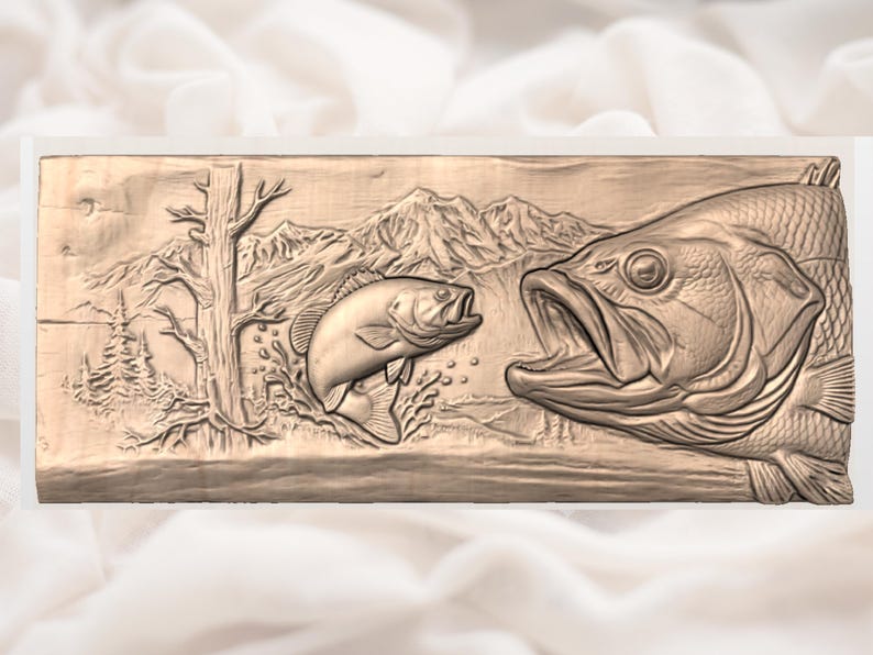 Largemouth Bass Relief STL view 2