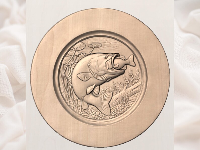 Largemouth Bass Relief STL view 2