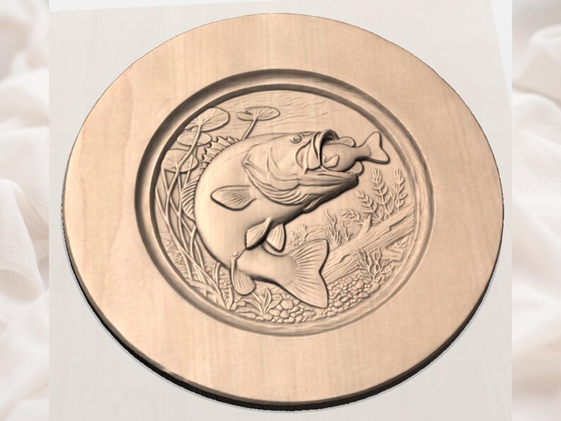 Largemouth Bass Relief STL view 3