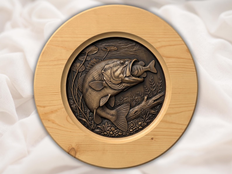 Largemouth Bass Relief STL bas-relief STL design