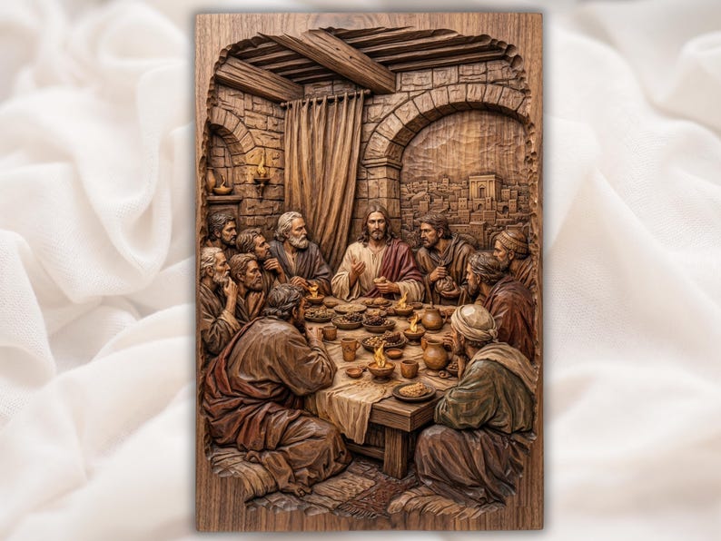 Last Supper 3D Relief STL for CNC Router bas-relief STL design