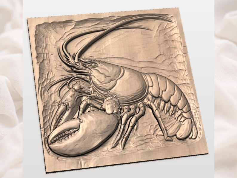 Lobster Ready woodcarving Relief STL view 2