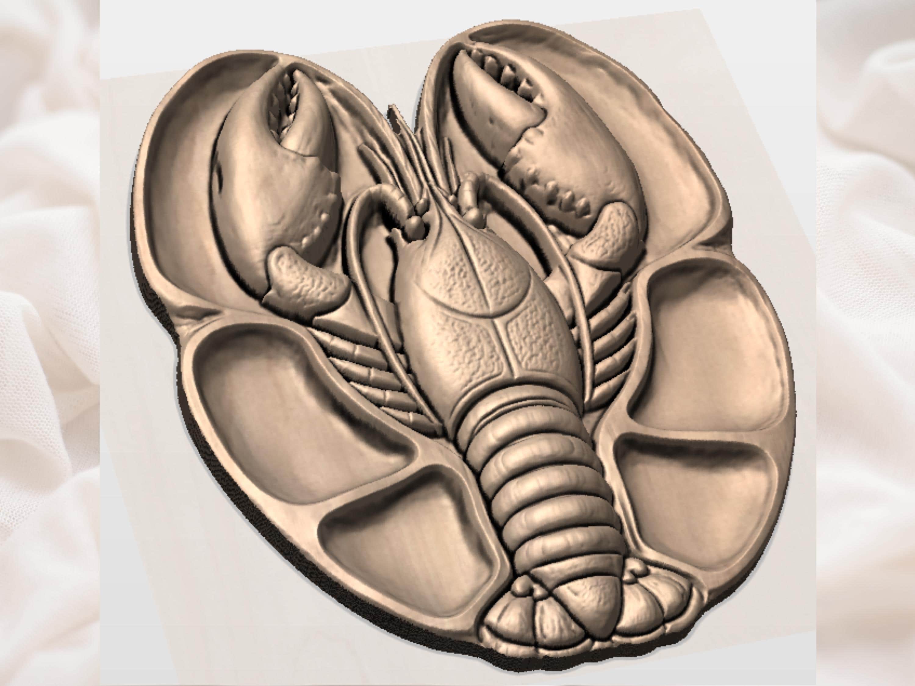 Lobster Serving Tray STL File for CNC Router view 8