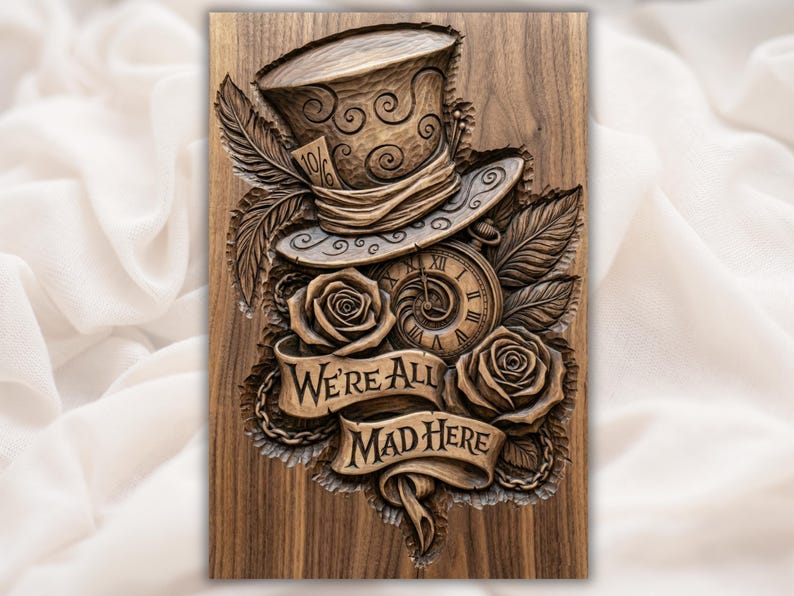 Mad Hatter Quote 3D Relief STL bas-relief STL design