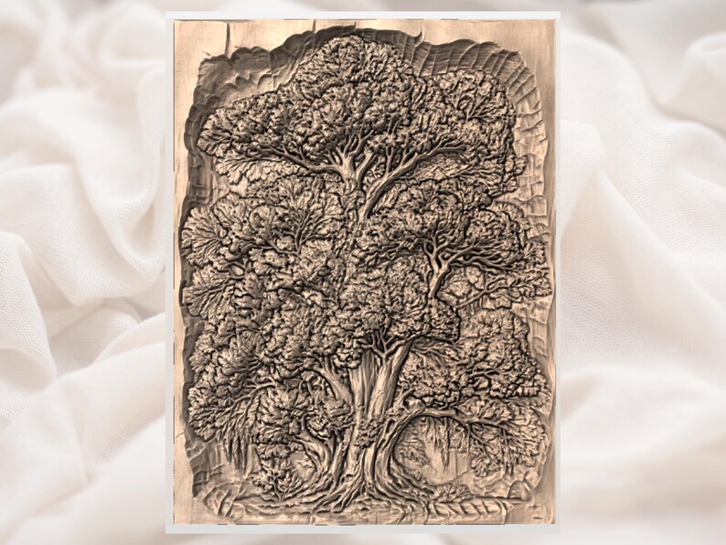 Magnolia Flower Relief STL view 3