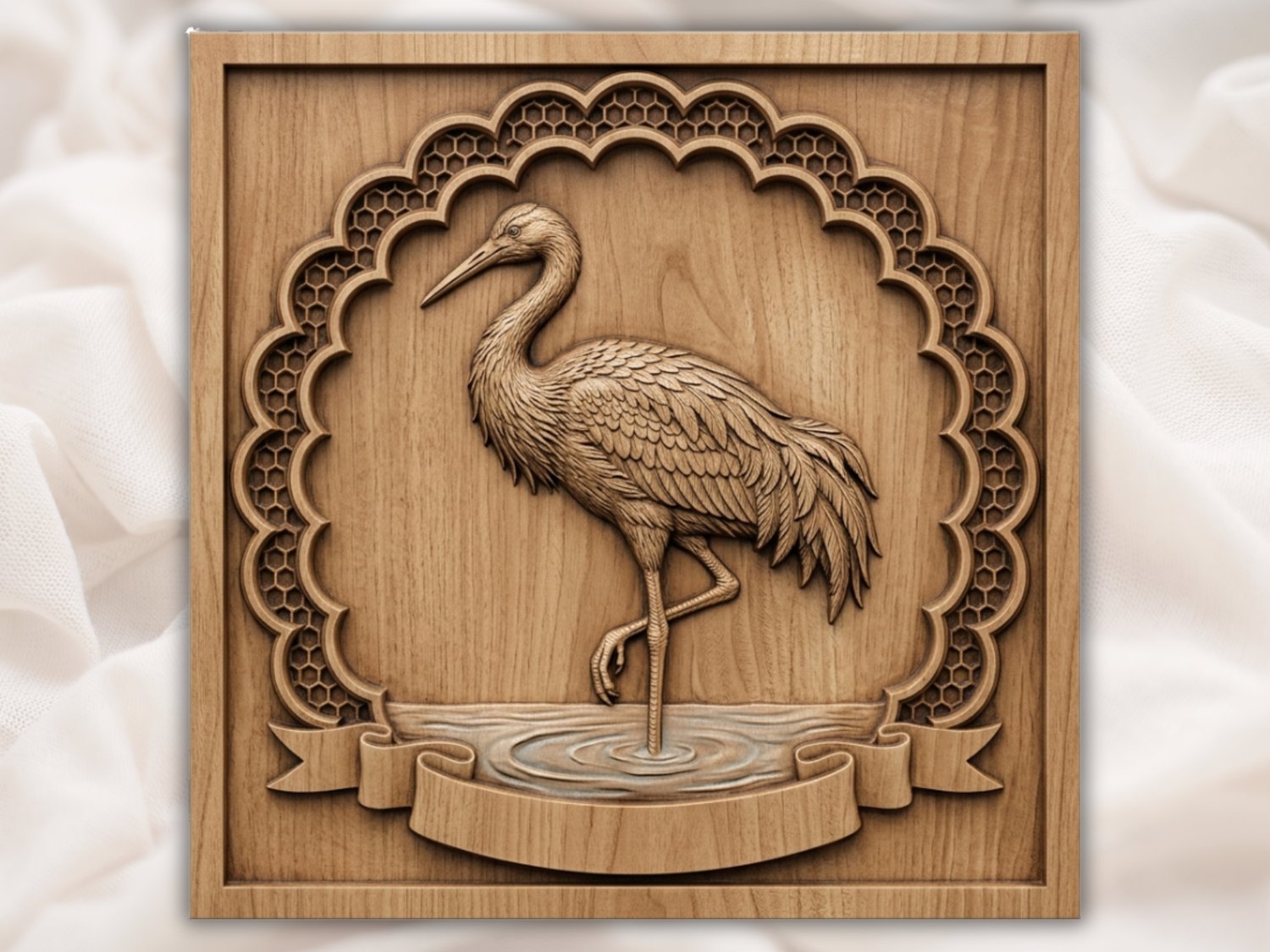 Majestic Heron Bird Nature CNC Relief STL bas-relief STL design